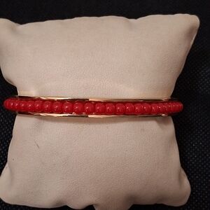 Vintage Tumbled Carnelian Beaded Clamper  Bracelet